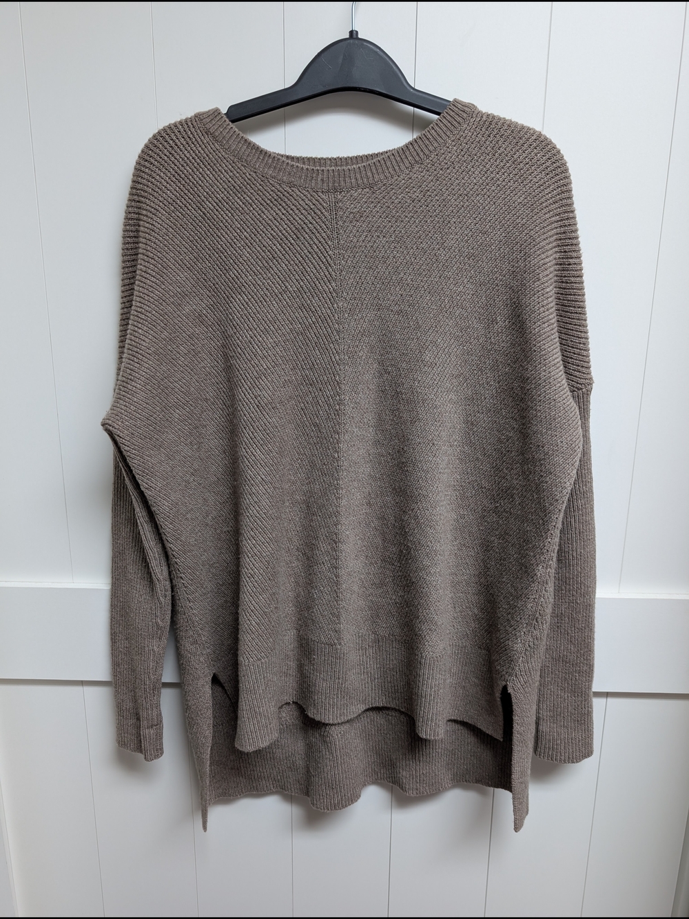 Vince Taupe Crewneck Knit Cashmere Wool Sweater, XS